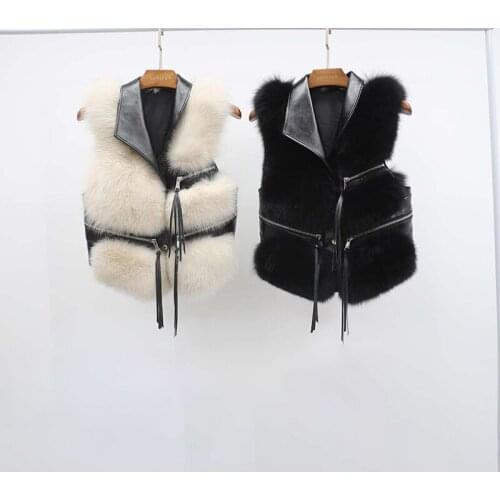 High Quality Womens Authentic Fox Jacket Irregular Collar Fox Vest Natural Fur Fashion Vest