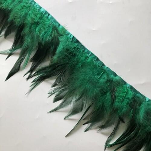 10 Meters - 12-15CM 5-6" Deep Green Dyed Rooster Hackle Wholesale Feather Fashion Trim Millinery DIY Jewelry Crafts Materials