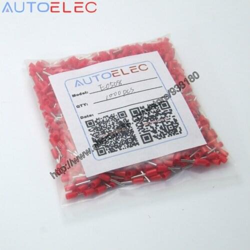 1000PCS E0508 AWG#22 Ferrule Copper Terminal Cord End VE0508 Tube Insulated terminals 0.5mm2 Cable Wire Terminals 8mm length