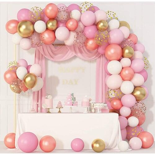 142Pcs/set Rose Gold Pink Balloon Chain Arch Garland Kit Wedding Balloons Birthday Party Decoration Baby Shower Festive Party Su