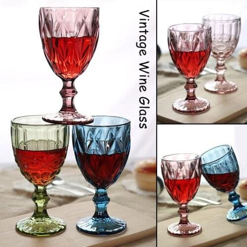2Pcs 240/300ml Retro Embossed Red Wine Glass Goblet Cup Juice Glass Drinking Champagne Whiskey Cup Wedding Party Wine Glasses