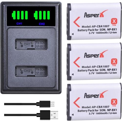 3Pcs NP-BX1 NPBX1 Camera Batteries + LED Dual USB Charger For Sony DSC-RX100 DSC-WX500 IV HX300 WX300 HDR-AS15 X3000R MV1 AS30V