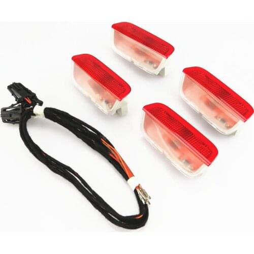 TUKE 1Set Red Car Door Warning Light Interior Signal Lamp + Harness For VW Golf MK6 7 Jetta MK5 Passat B6 B7 CC Tiguan 3AD947411