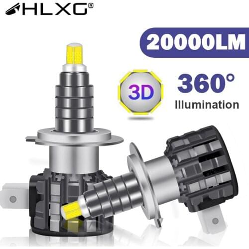 HLXG H4 led headlight far 20000LM 360 h7 led car Light 360 no dark spot H8 H9 H11 9005 9006 HB3 HB4 lamp 12V 6000K auto bulbs