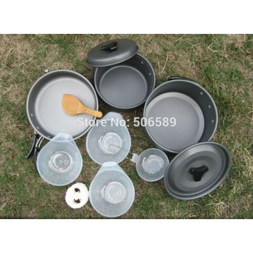 Free shipping outdoor cooking set outdoor tableware fit 3-4 person use