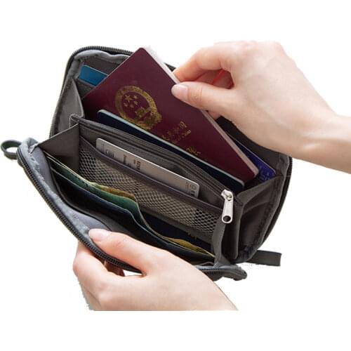 Travel Digital Pouch Nylon Travel Passport Case Multi Purpose Zipper Card and ID Holder Cable Gadgets Organizer