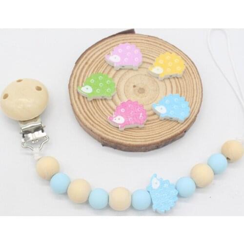 Baby Silicone Nipple Chain Silicone Loose Beads Cartoon Hedgehog Toddler Silicone Nipple Clip Baby Teething Chain