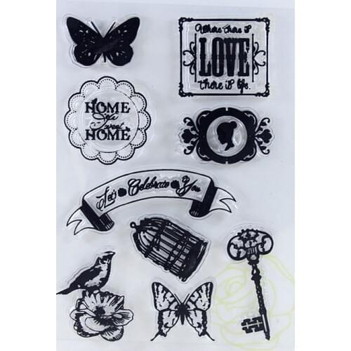 DIY Scrapbooking Seal Stamping Albums Butterfly Key Stamp/Seal Transparent Silicone Love Spain Seal/Stamp Decorative Arts Crafts