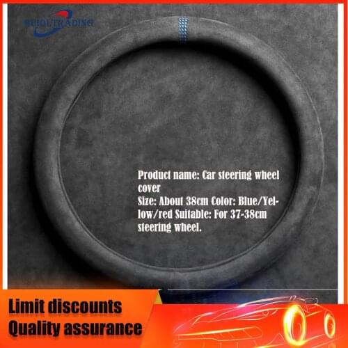 Suede Cow Leather Car Steering Wheel Cover Hollow pattern for 38cm BMW E46 E90 F10 F15 F16 F20 F21 F25 F26 F30 golf 5 golf 4