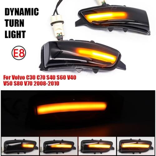 For Volvo C30 C70 S40 S60 V40 V50 V70 2008-2010 Dynamic Turn Signal Light LED Side Mirror Sequential Indicator Flasher Lamp