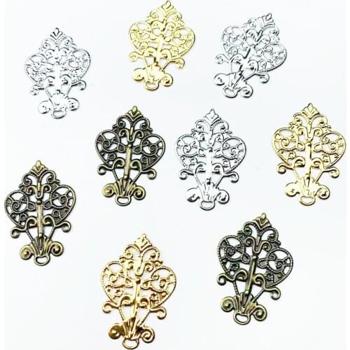 20pcs 41x28mm Rhodium Filigree Wraps Flower Connectors Metal Craft Gift Decoration DIY Jewelry Making