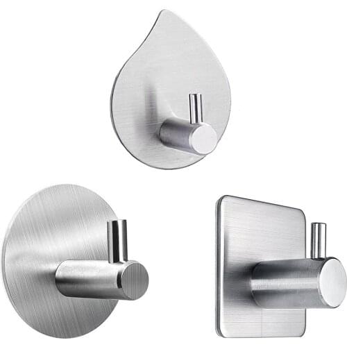 Adhesive Wall Hook Robe Hook Wall Hook Towel Hook for Bathroom Stainless Steel Coat Hook Rustproof Hook Hanger Kitchen Hardware