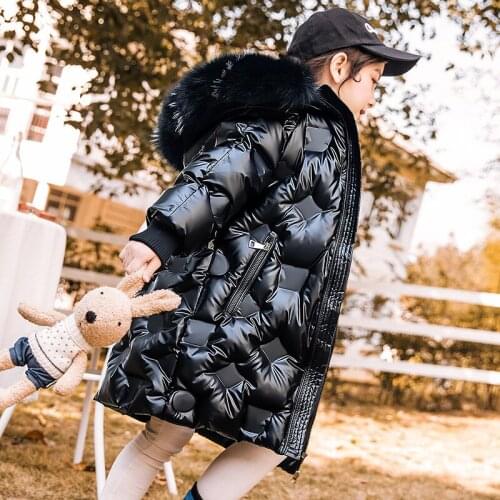 Jacket For Girls Winter 2021 New Girls' White Duck Down Parka Childrens Fashion Middle And Long Thickened Warm Soft Coat 5-16y