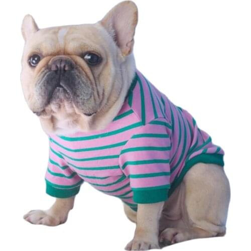 Dog Shirt Skin-friendly smooth surface Striped Pattern Cotton Dog Striped T-Shirt for Daily Puppy french bulldog 2021 ropa perro