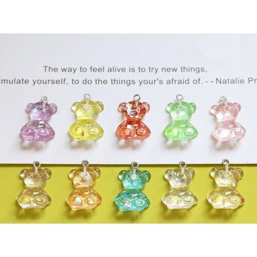 Minimum order 50pcs/lot Glitter decoration bear shape resin floating locket charms diy jewelry earring/garment accessory