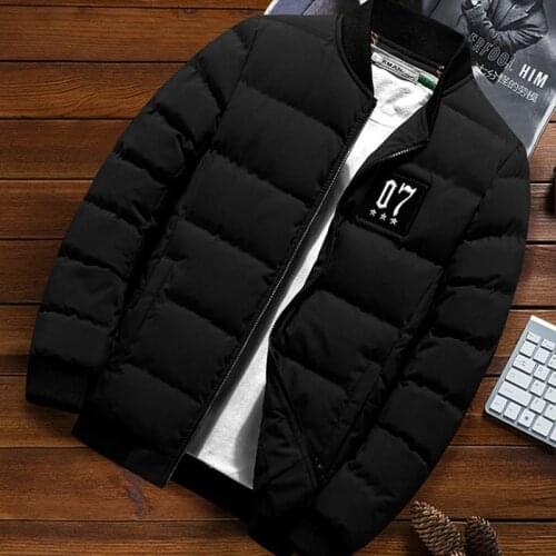 Winter Coat Men 2019 Warm Solid New Fashion Zipper Slim Jacket Black Thick Casual Parkas Large Size M-4XL