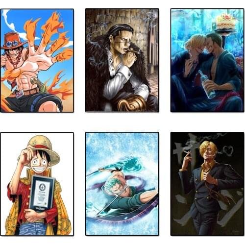 One Piece figure picture Anime Poster Printing Wall StickersMonkey D. Luffy Roronoa Zoro Vinsmoke Sanji Canvas Painting Kid Room