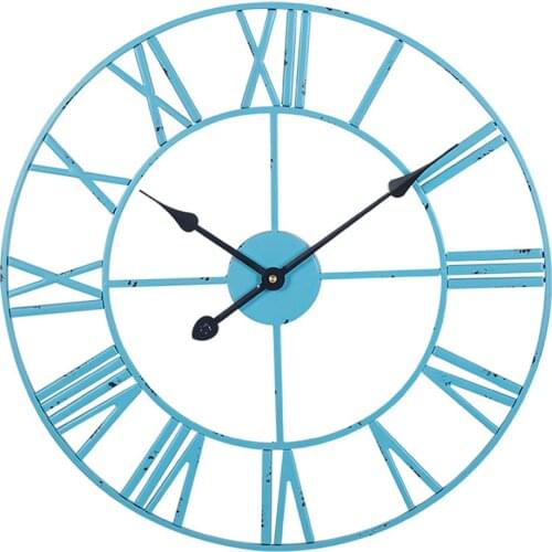 15.7 Inch Nordic Metal Roman Numeral Wall Clocks Retro Iron Round Face Black Gold Large For Outdoor Garden Clock Home Decoration