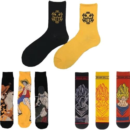Mens autumn winter cartoon cotton funny anime socks Harajuku Japanese trend street print happy socks