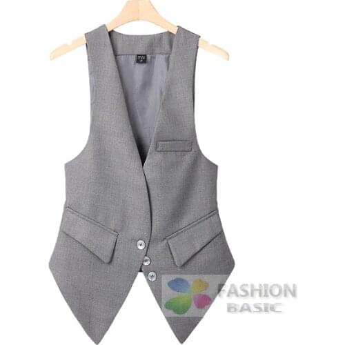 2020 new Plus size Fashion women suit Waistcoat Korean Casual solid Vest Sleeveless Slim lady Vests black camel grey 4XL A47