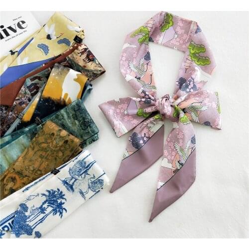 7*150cm Flower Animal Fashion Narrow Long Scarf Hair Ribbon Bag Belt Hat Ornaments Women Girls Hairbands Turban Tie Accessories