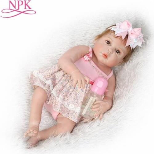 NPK lifelike reborn baby doll full vinyl silicone soft real gentle touch cameron awake girl gift toys for children