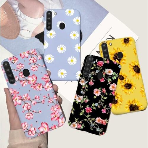 Silicone Back Case Shell For Samsung Galaxy A21 A215U A21 Case Sunflower Phone Coque For Samsung A21 SM-A215U 6.5" Coque Fundas