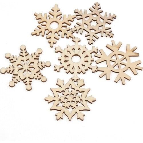 20pcs 50mm Mixed Snowflake Home Decoration Art Wooden Crafts Scrapbooking Embellish Diy Creative Christmas Tree Ornament