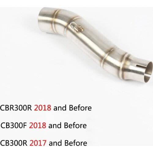 Mid Pipe for Honda CBR300R CB300F CB300R Motorcycle Exhaust Pipe Slip On 51mm 45mm Stainless Steel Middle Converter