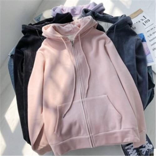 Winter Sweatshirt Women Movement White Tops Hooded Plus Velvet Thick Zipper Up Hoodie Casual Oversized Black Gray Woman Clothes