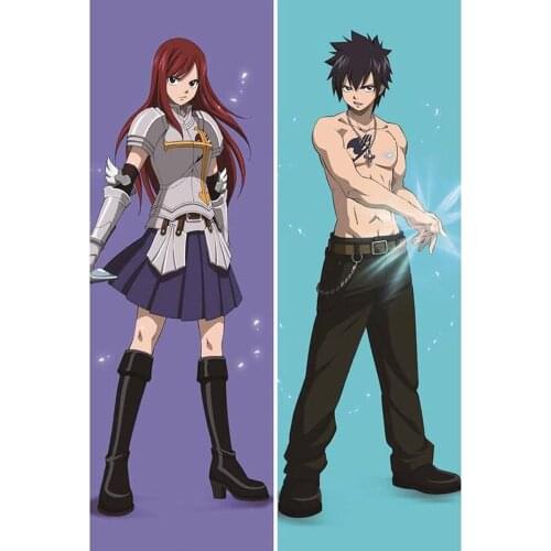Japanese Anime Fairy Tail Gray Fullbuster Erza Scarlet Throw Otaku Dakimakura Gifts Bedding Hugging Body Pillow Case 150x50 CM