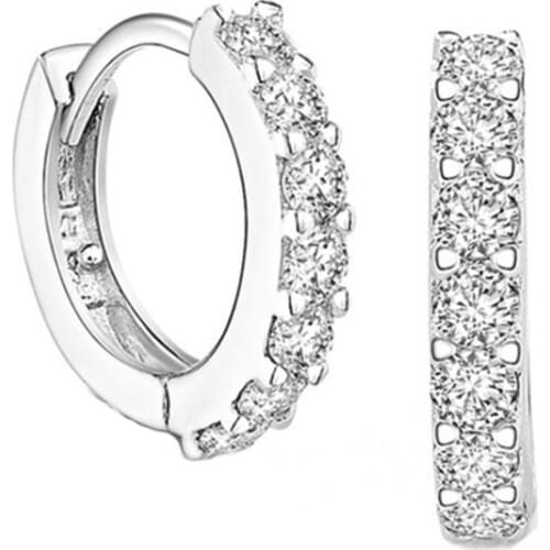 Tiny Trendy Silver Color Round Circle Hoop Earrings Full Crystal Zircon Earrings For Women small hoops jewelry 2020