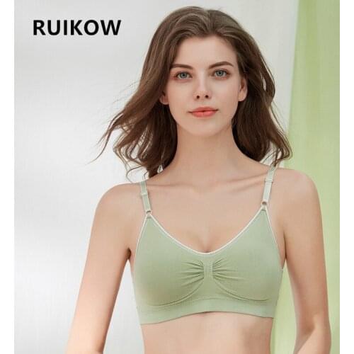 Full Cup Women Seamless Bra Gather Wirefree Brassiere Underwear Shockproof Running Sports Bras Vest Type Modal Top Bralettes