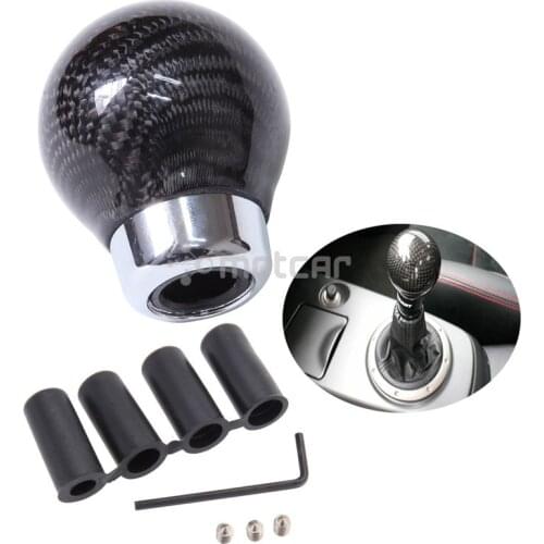 1pcs Black Real Carbon Fiber Car Gear Shift Knob Shifter Lever Round Ball Shape for Honda VW BMW Universal Fit