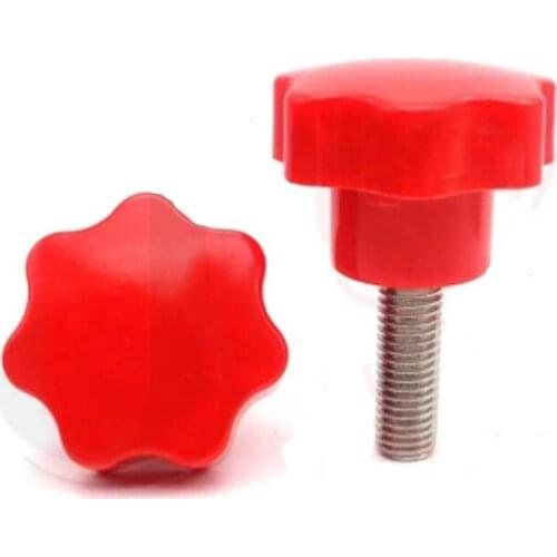 1Pcs M16 Red Seven stars corners Plum blossom Torx T&TX Plastic head Hand screw stainless steel handle rotate bolt 30mm-70mm L