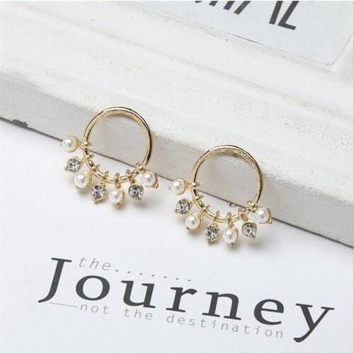 10pcs/lot New Creative Gold Color Geometric Pearl Crystal Charms Connectors For DIY Earrings Pendant Jewelry Making Accessories