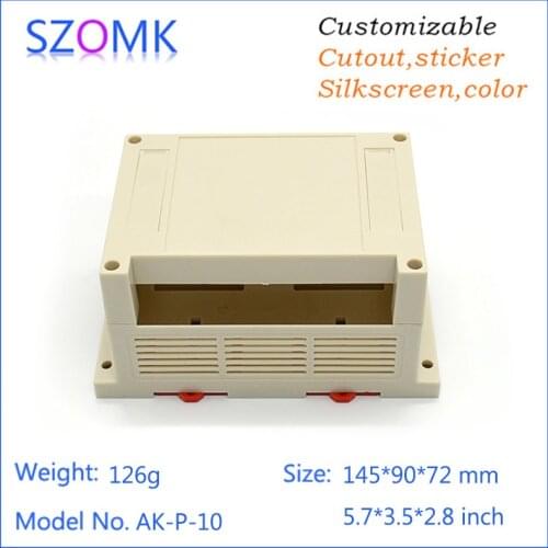 10pcs a lot szomk abs din rail plc enclosure 145*90*72mm plastic case electronics cabinet junction box wall mount equipment case