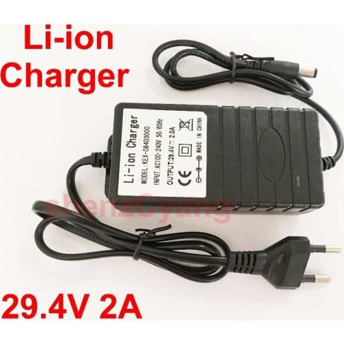 10PCS High quality 29.4V 2A Power Supply Li-ion Charger 29.4V 2A 2000mA AC 100-240V Converter Adapter EU Plug For Battery park