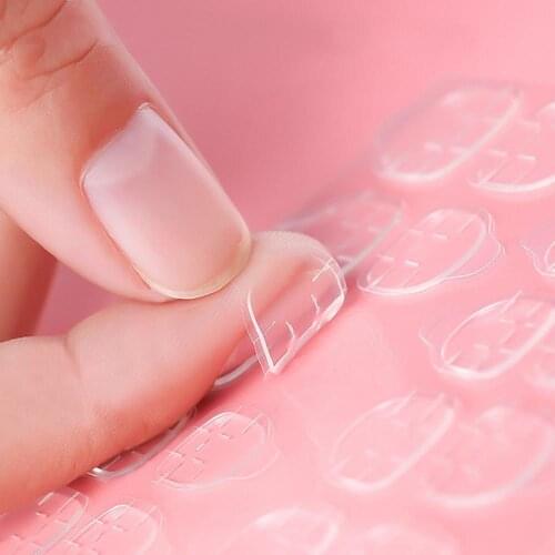 120Pcs Clear Double Sided Fake Art Nails Adhesive Tapes Sticker Faux Fingernails