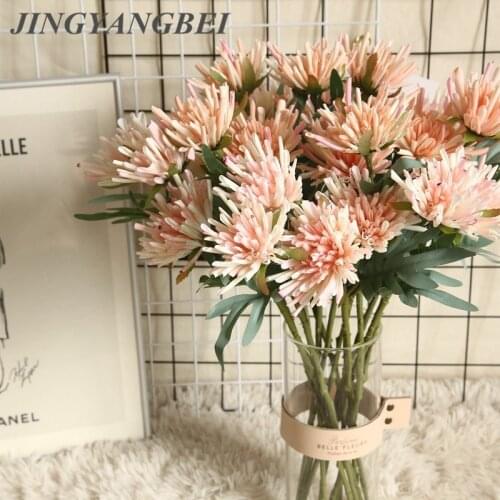2 Head Artificial Real Touch Cloth Crab Claw Chrysanthemum Home Decoration Fake Flower Wedding Hand Holding Flower Wall Material