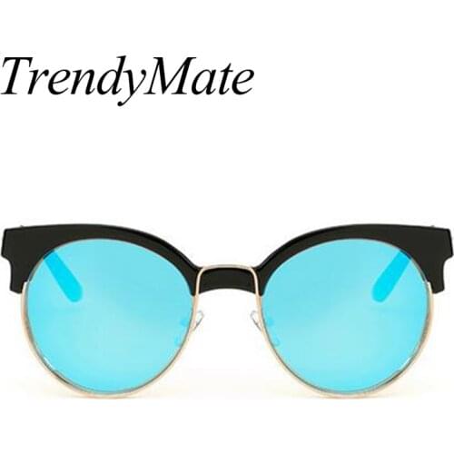 2018 Newest Fashion Ladies Round Sunglasses Women Famous Brand Designer Vintage Metal Cat Eye Mirror Sun Glasses UV400 716M