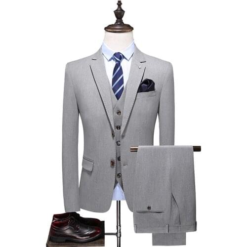 2021 New Suit Mens Classic 3 Pieces Plus Size S-6XL Luxury Wedding Dress Suits Male Slim Fit Mens Tuxedo