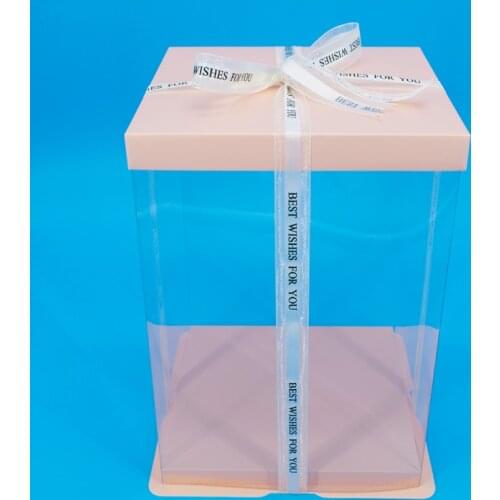 21.5*16 cm Pink Sturdy Plastic Cake Packaging Box For Food Take Away Package 8inch Cake Box