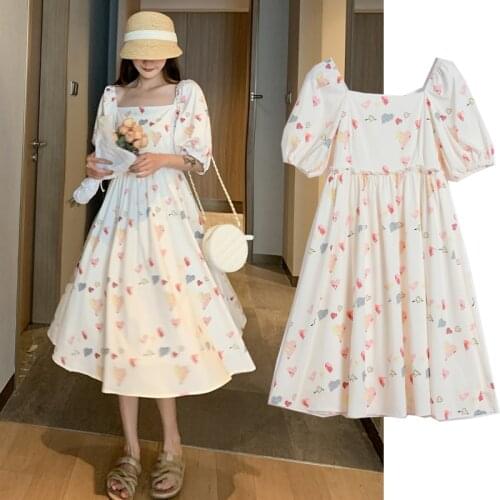 2302# Maternity Dress Summer Cotton floral Short Sleeve Loose Stylish Dress for Pregnant Women Mom Dress