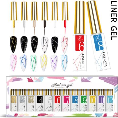 12 Colors Pull Line Gel Nail Polish Phototherapy Gel For DIY Painting Hook Line Manicure Special Nail Art Supplies Brushed Glue