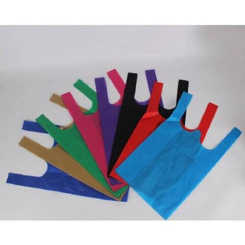 500pcs/lot Eco Carry Out Bags Retail Supermarket Grocery Shopping Non Woven Vest Bags With Handle Food Packaging