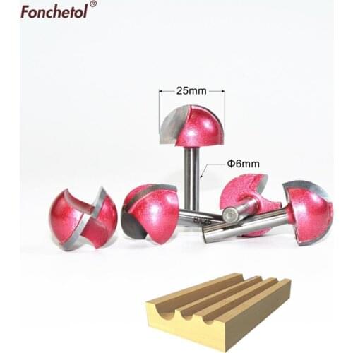 6mm*25mm,5pcs,Free shipping CNC Engraving Woodworking Milling Cutter,Tungsten Solid carbide End Mill,Round Bottom Router Bit