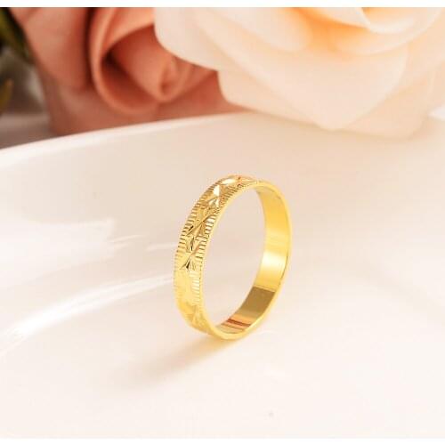 Bangrui Fashion 24k Plain 4mm Ring Italian Fashion Ring Yellow Color Shaped Ring Jewelry