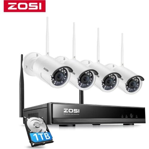 ZOSI 1080P H.265 Wireless CCTV System 2MP 8CH NVR IP IR-CUT Bullet Camera Wi-Fi Security Surveillance Kits