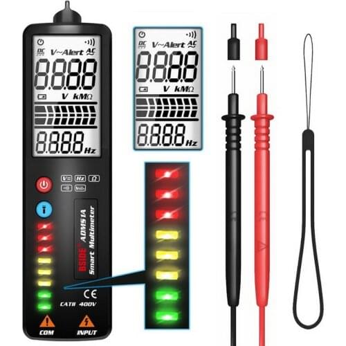 BSIDE ADMS1A 2.4” LCD Voltage Detector Pen Non-contact AC Voltage Tester Volt Ohm Hz Continuity V-Alert Tester with Flashlight